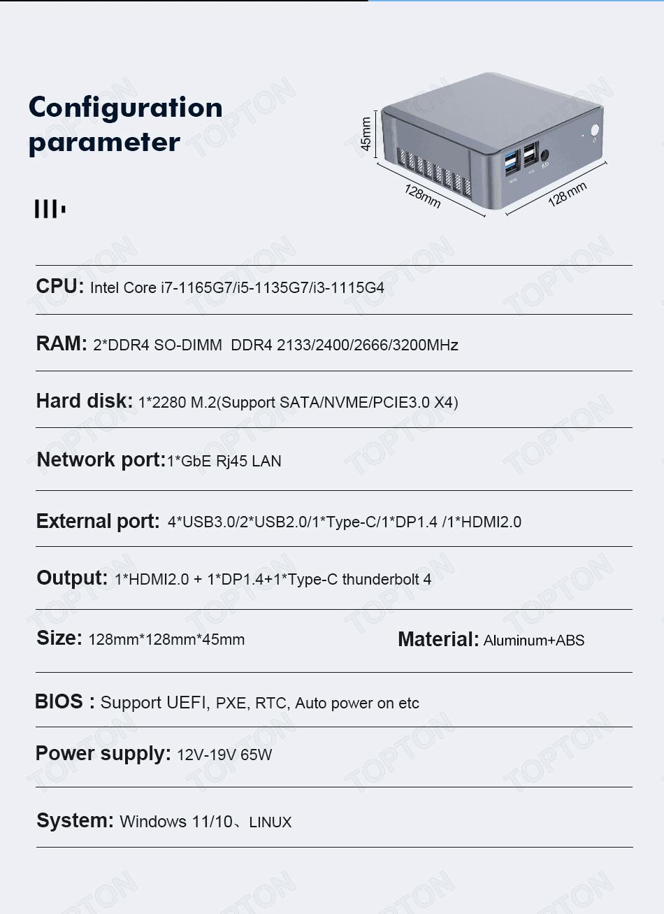 Octo Gen 11 Blanc - Mini PC i5 compact, pouvant connecter jusqu'à