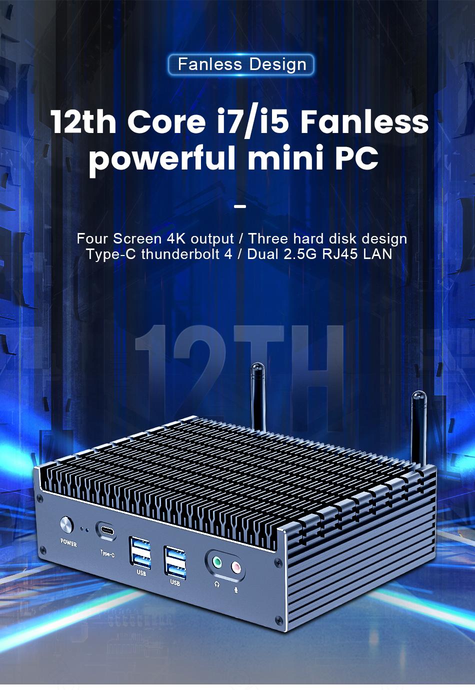 HISTTON Lüfterlos Mini PC Core i5-8260U, 16GB RAM 512GB M2. SSD, Industrie  PC mit 2 RS232/485 COM, Dual HD+DP 4K Triple Display, 2 LAN, 6 USB, GPIO